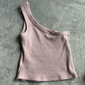 Urban Outfitters One-Shoulder Ribbed Tank Top Small - Light Pink